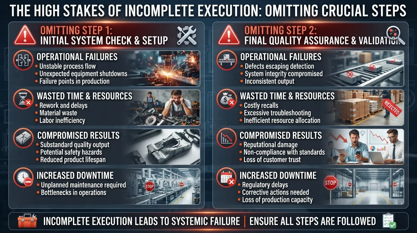 A visual comparison chart or infographic highlighting the specific risks and negative consequences of skipping either of the two crucial steps.
