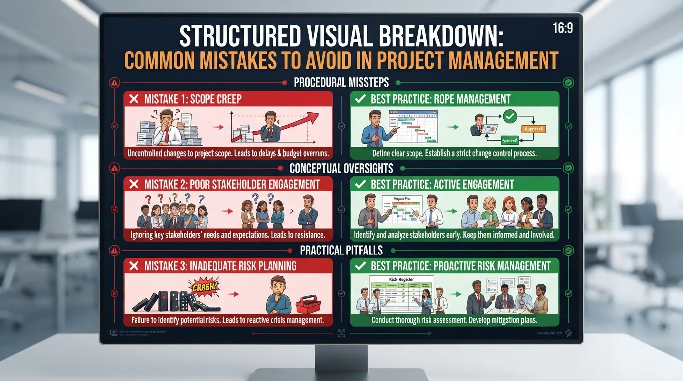 A comprehensive guide infographic or checklist highlighting common mistakes to avoid, featuring warning symbols and clear error-correction steps.