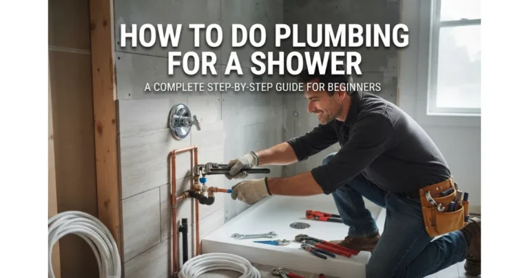 Professional plumber installing copper pipes and fittings for a new shower system in a bathroom