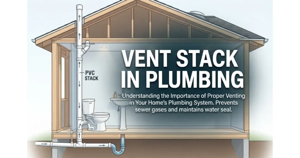 Cross-section diagram showing a residential vent stack in plumbing system extending through the roof