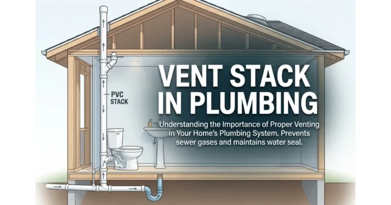Cross-section diagram showing a residential vent stack in plumbing system extending through the roof