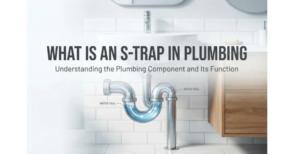 Detailed diagram showing What Is an S-Trap in Plumbing under a bathroom sink, illustrating the pipe configuration and the water seal mechanism.