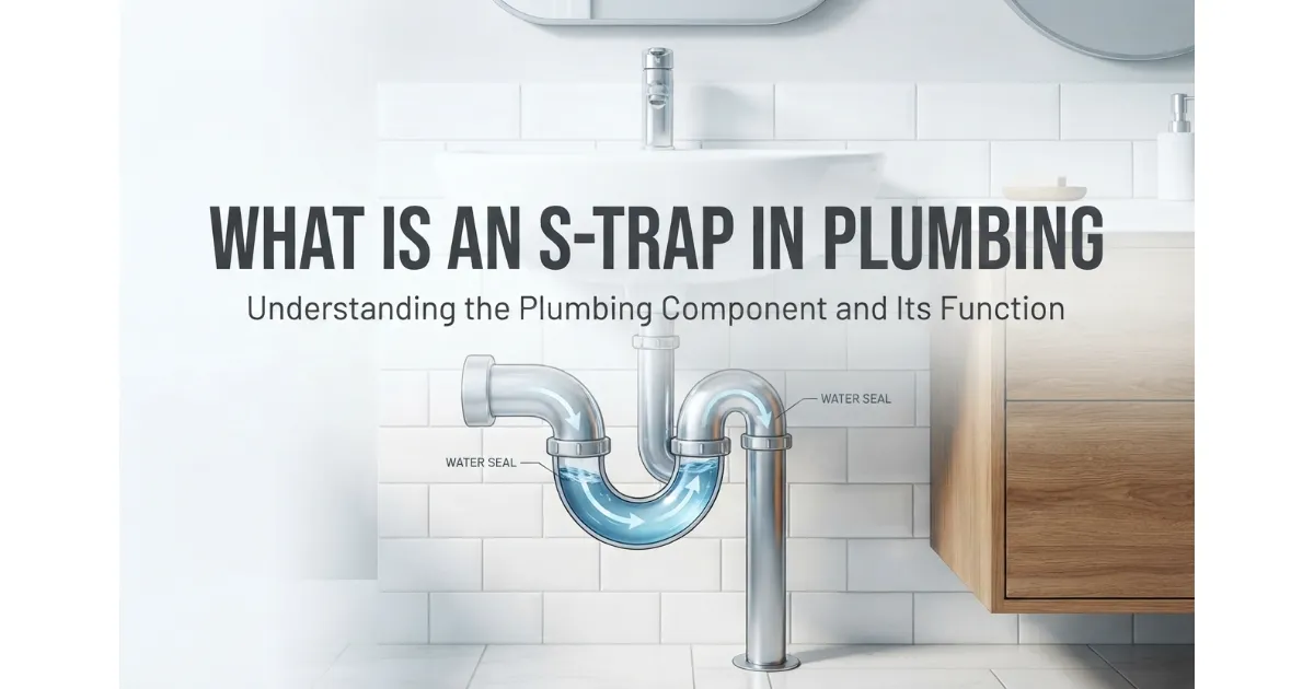 Detailed diagram showing What Is an S-Trap in Plumbing under a bathroom sink, illustrating the pipe configuration and the water seal mechanism.