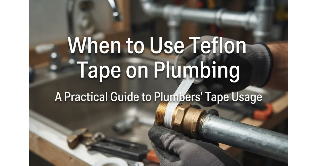 Plumber applying Teflon tape to threaded metal pipe fittings