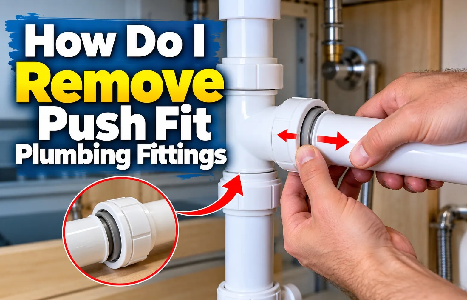 How to remove push fit plumbing fittings by pressing the release collar and pulling the pipe from the connector