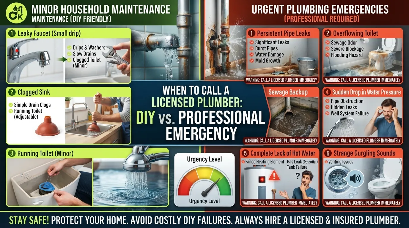 A homeowner looking stressed while checking a major leaking pipe under a sink, representing a situation requiring professional plumbing services.